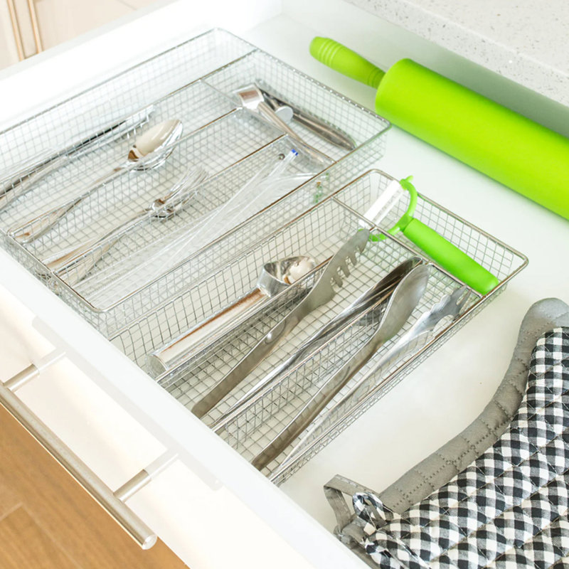 Chrome Cutlery Tray, Large