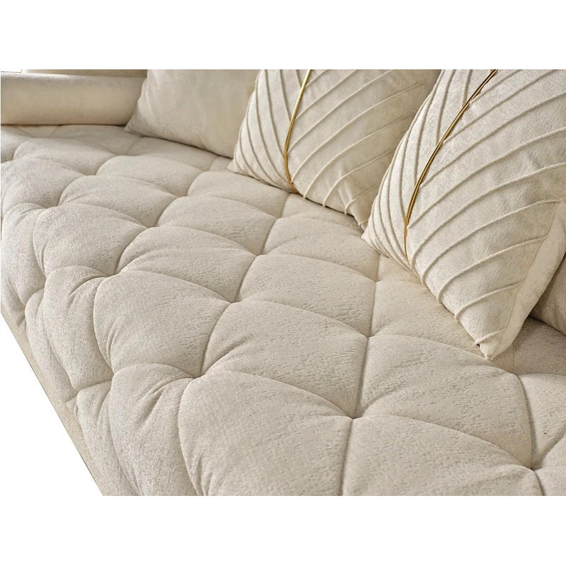 Ensemble de salon 2 pièces Hyson, Chenille blanc cassé