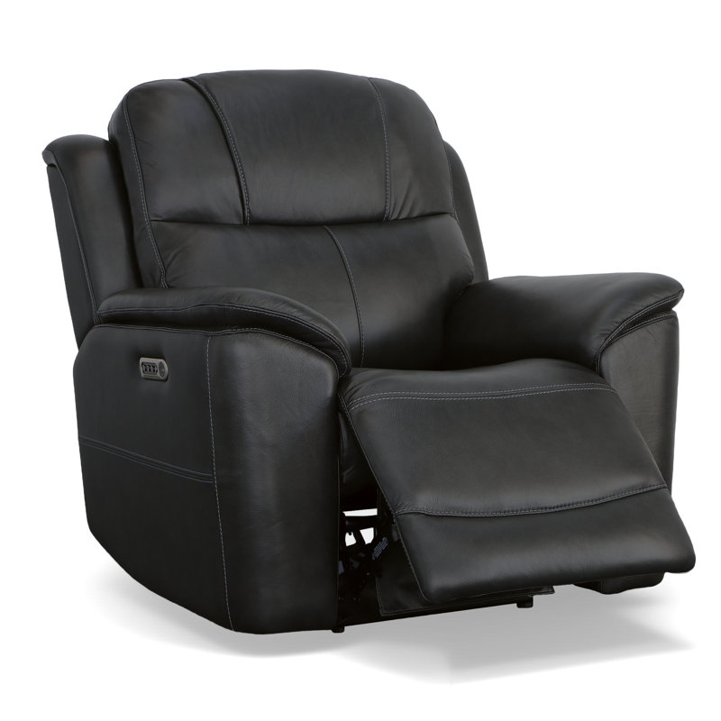 Crew Power Recliner With Power Headrest &Lumbar, Cuir véritable noir