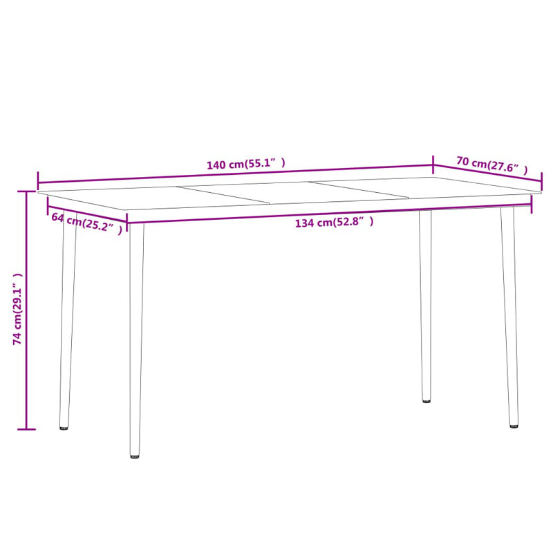 Ensemble de salle à manger Mailla, H 29,1 po x l 27,6 po x P 55,1 po, 6