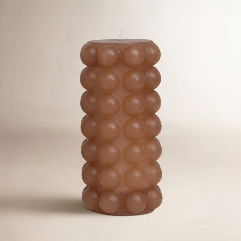 Bougie pilier non parfumée, Brun, H 6 po x l 3 po x P 3 po