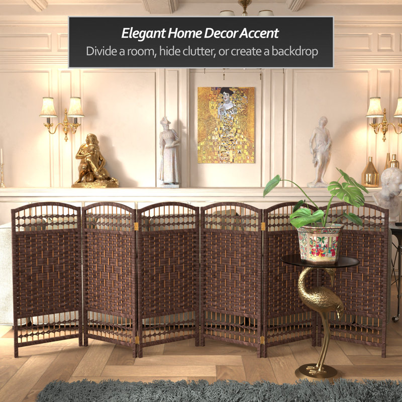 3 Ft. Tall Fiber Weave Room Divider - Black - 6 Panels, Dark Mocha, 6, 35.5"H