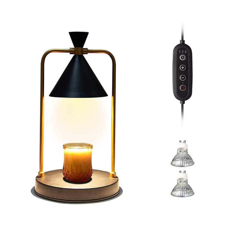 Chauffe-bougie électrique de table en métal, Noir, noir, noir, noir, H 12 po x l 7 po x P 7 po