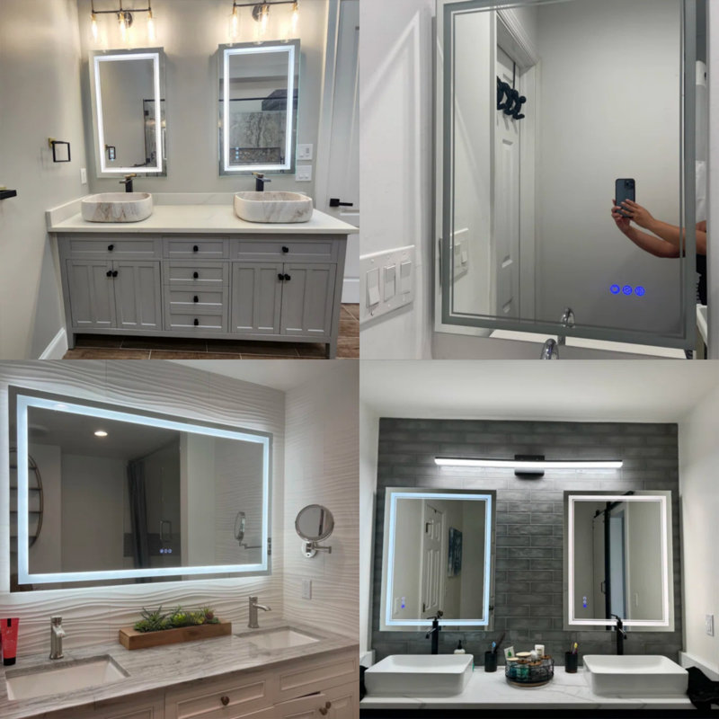 Atherton LED ETL Certified Frameless Anti-Fog Dimmable 3-colors Wall Mounted Modern Vanity Mirror For Bathroom 