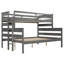 Lit simple superposé au-dessus de grand lit simple en bois avec échelle, gris - Lit mezzanine pour enfant peu encombrant