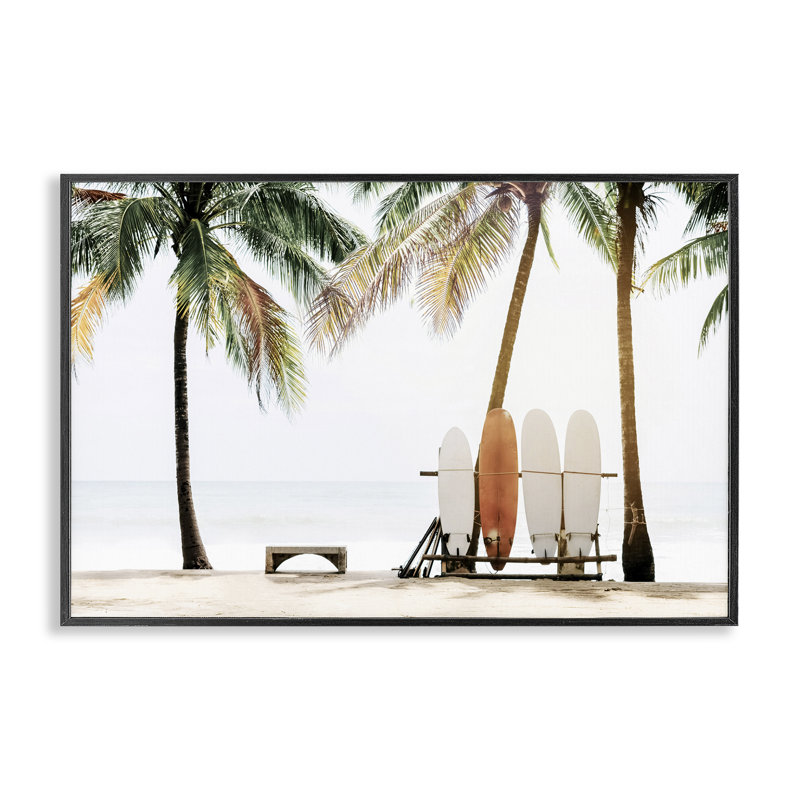 Hawaii Surfing View, estampe numérique par Sissi et Seb, Giclée encadrée noir minuit, H 20 po x l 30 po