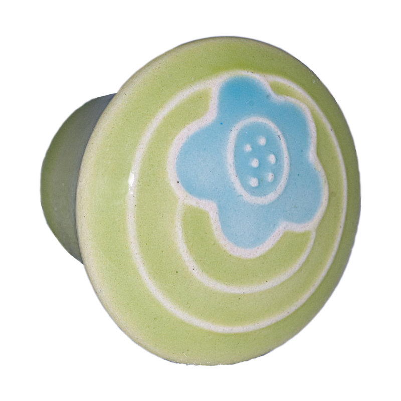 Poignée champignon surdimensionnée de 1,25 po de diamètre, Vert clair / bleu