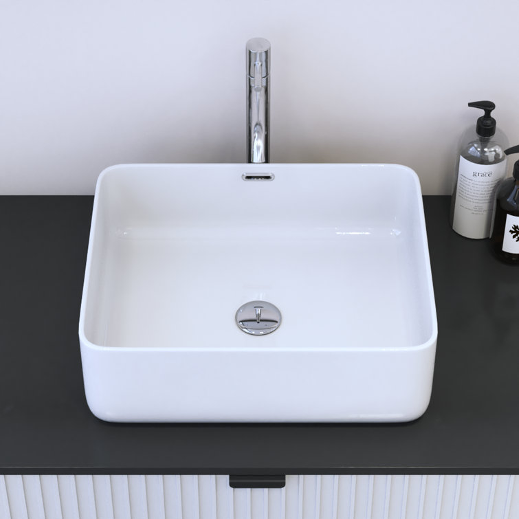 Meble Furniture 12.4'' Ceramic Rectangular Bathroom Sink with Overflow