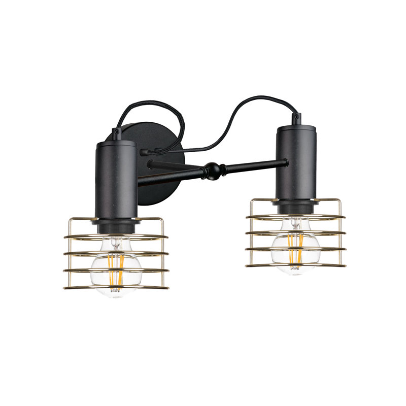 Odenville Steel Armed Sconce, Black/Gold, Gold