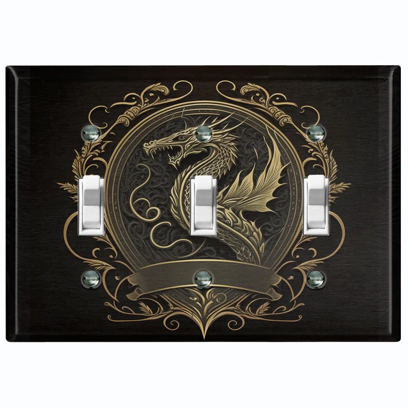 Plaque murale d'interrupteur à bascule Elder Dragon Crest 3-Gang