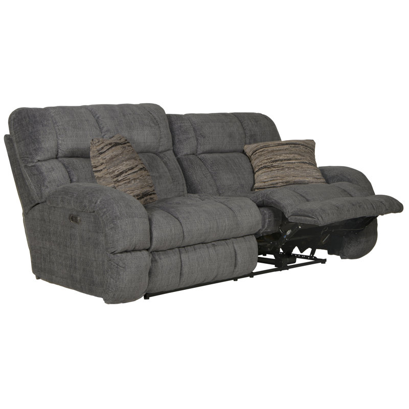 Annaliisa Upholstered 93'' Reclining Sofa, Gray Polyester, Power
