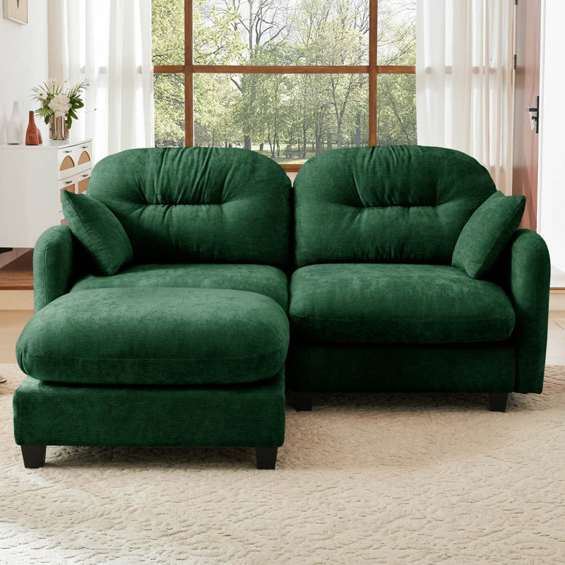 Canapé en chenille 74 "avec repose-pieds Cloud, Vert