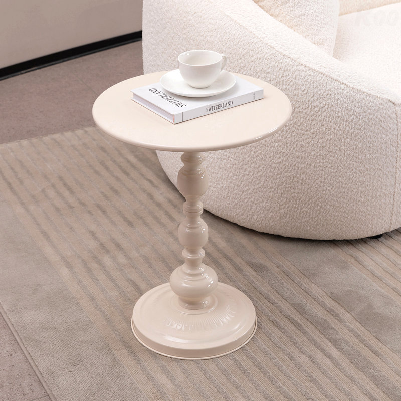 Table basse rétro en métal, table d'appoint ronde peu encombrante pour le salon, facile à assembler