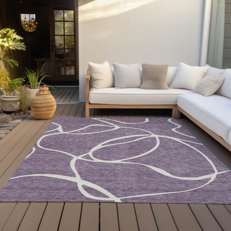 Mirelle Purple Washable Indoor-Outdoor Rug - , 5' x 7'6"