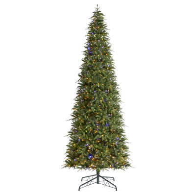 Radiant Evergreen Fir-11Ft Prelit Green Slim Fir Christmas Tree With Lights