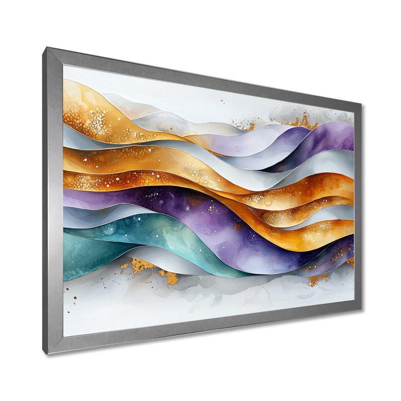 Lavande abstraite et motifs voilés d'hiver II - art abstrait au trait, paysage mural, Argent argent, H 30 po x l 40 po
