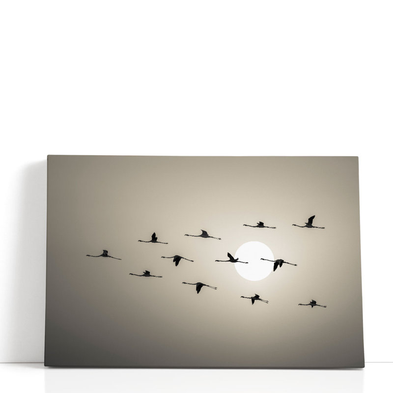 Flamingo Sunset - reproduction d'art sur toile, 24" H x 36" W