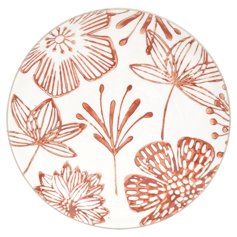 Red Floral Ceramic Dinnerware Set, Service for 4