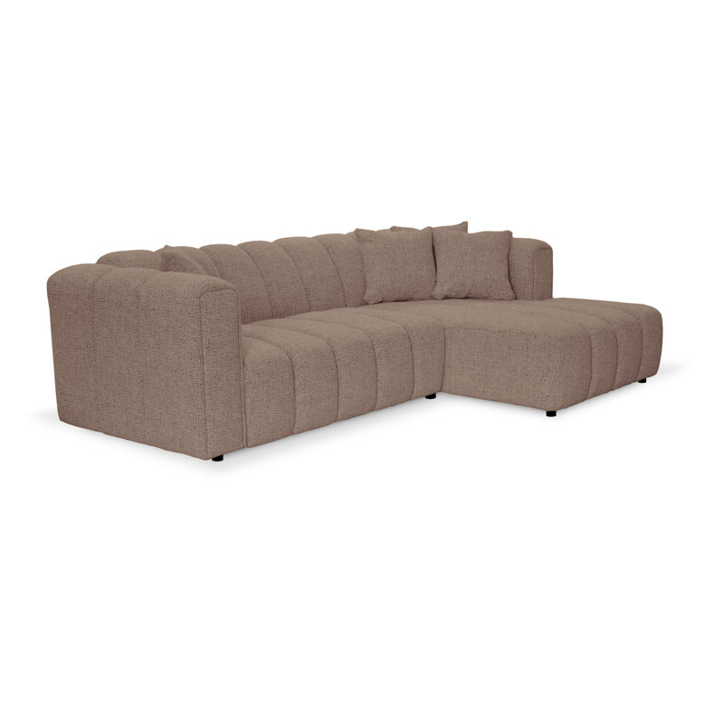 3 Seater Corner Sofa, Polyester - Pink, Right Hand Facing