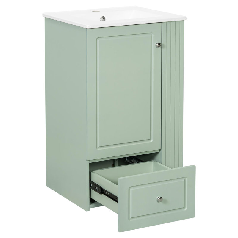 Meuble-lavabo compact autoportant en céramique 20 po, Vert