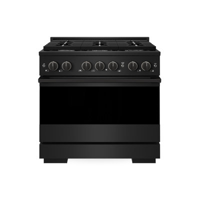 ZLINE Cuisinière à gaz 36 po avec four à convection en acier inoxydable noir et 6 brûleurs au gaz en laiton ZLINE