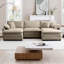 Canapé modulaire surdimensionné avec repose-pieds convertible, canapé 3 places avec 2 repose-pieds, canapé en U en velours côtelé camel-113577131-113577109