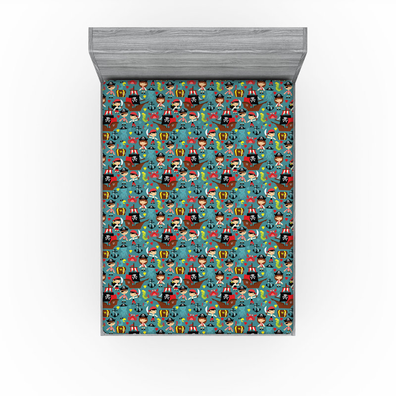 Multicolore Ambesonne Pirates, Drap-housse de taille très grand