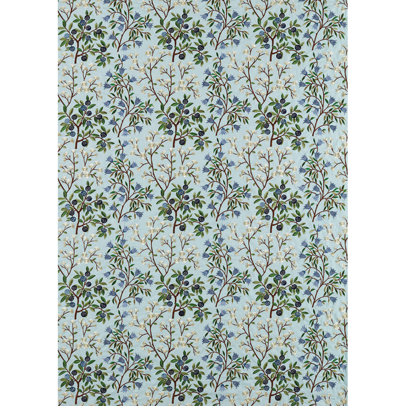 Foraging Embroidery Fabric, Blue/Green