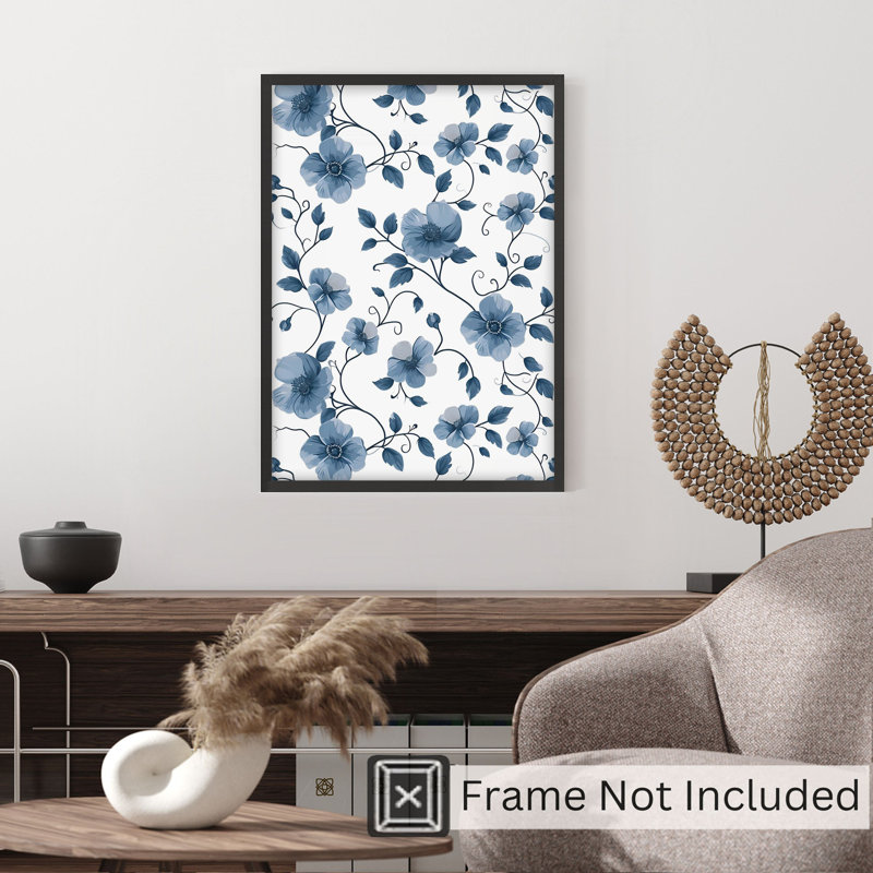 Motif floral de fleur bleue, H 30 po x l 20 po