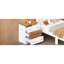 3 tables d'appoint en bois avec motif et poignée en métal - fabrication d'armoire de rangement pour chambre à coucher blanche brune élégante table de chevet décorative tactile blanc / brun