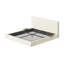 Cadre de lit plateforme rembourré California King avec étagères latérales coulissantes, matelas rembourré en velours côtelé avec mousse haute densité, cadre de lit à lattes métalliques à profil bas, aucun sommier requis, couleur crème.