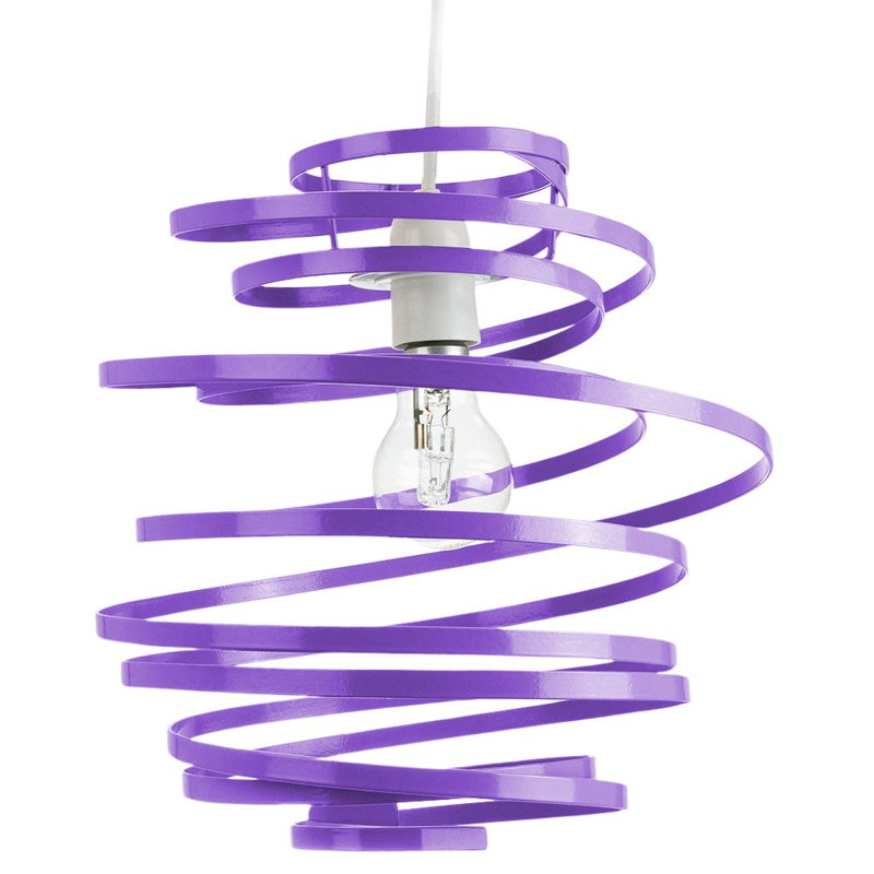 Contemporary Gloss Double Ribbon Spiral Swirl Ceiling Light Pendant, Purple