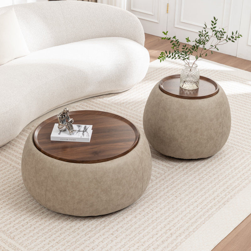 Ensemble de tables basses rembourrées Pietsch, Gris rétro