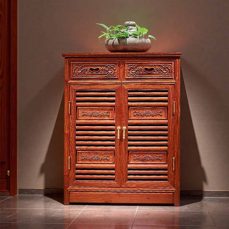 Chinese-style living room retro shoe cabinet, 38.58" H x 29.92" W x 14.96" D