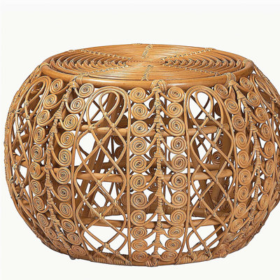 Modern Bohemian Natural Brown Rattan Coffee Table