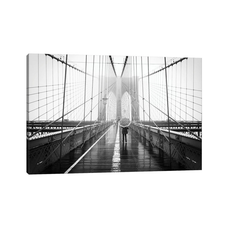 Brooklyn Bridge In Winter - reproduction d'art sur toile tendue, H 12 po x l 18 po x 1,5 po