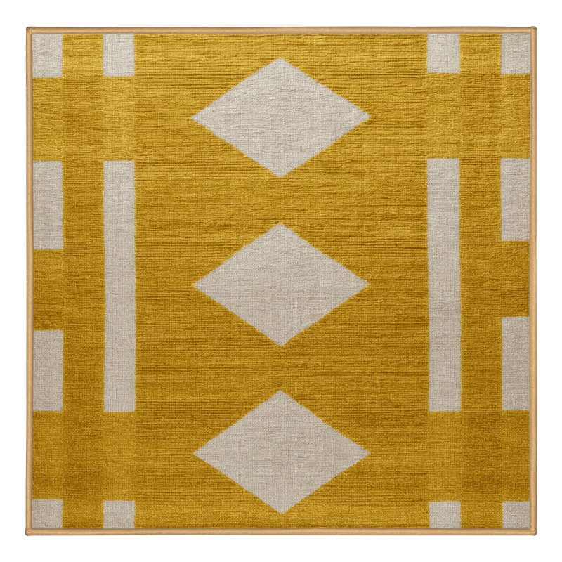 Machine Washable Botanical Brown Area Rug, Square 5'