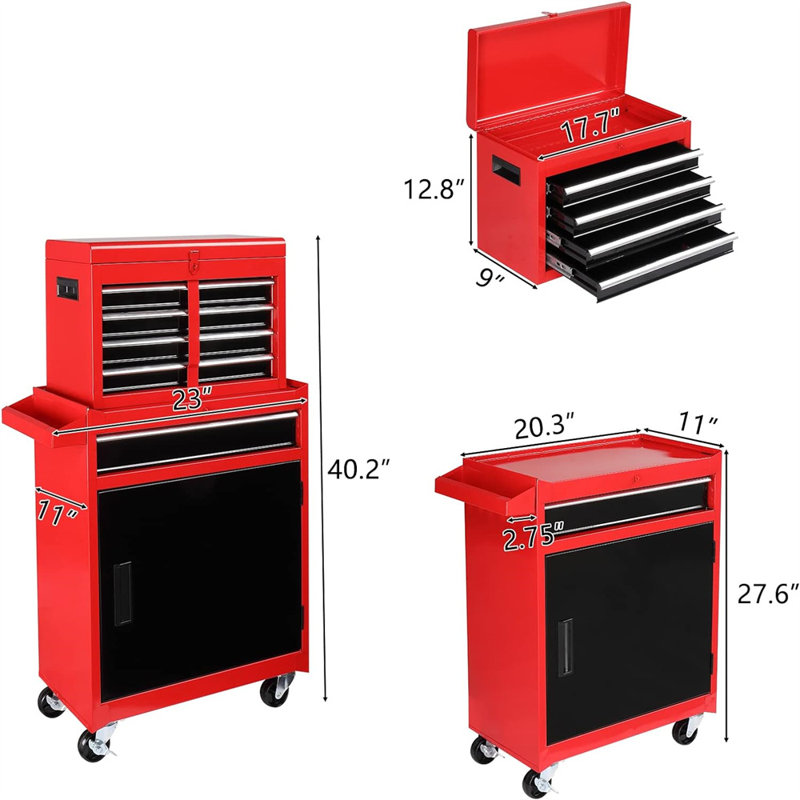 5 tiroirs 23 W, Rouge