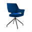 Chaise d'appoint de salle à manger Devora en velours bleu avec finition noire-14935605