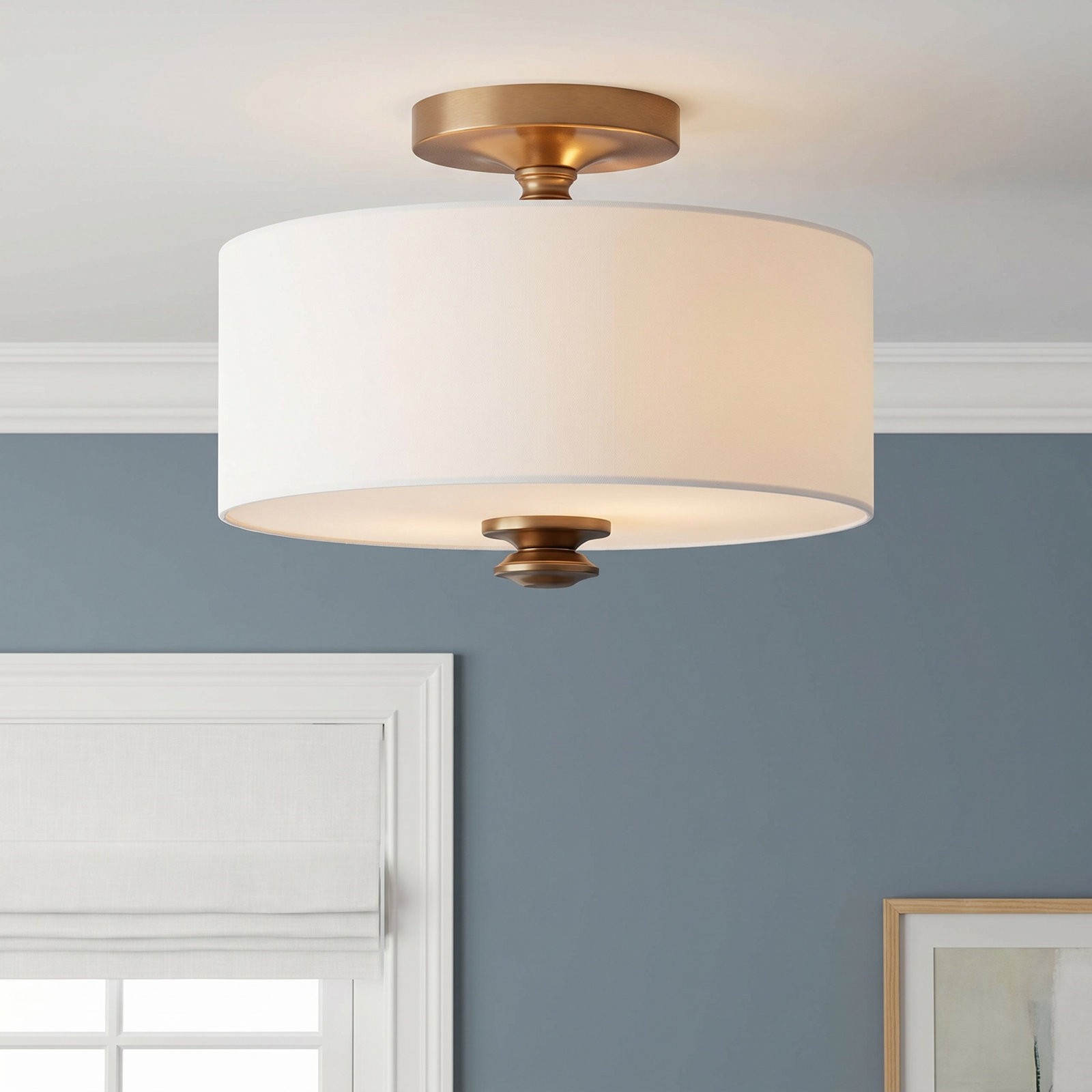 Nula 2-Light Semi Flush Mount, Vibrant Gold