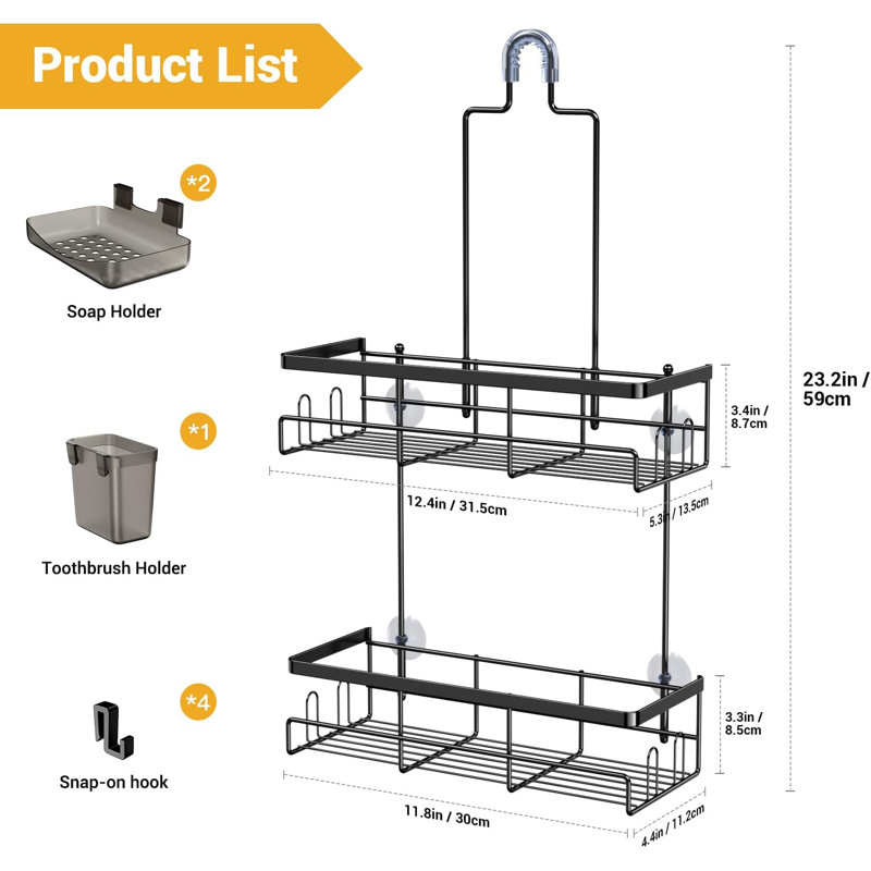 Organisateur de salle de bain Caddy, Noir mat