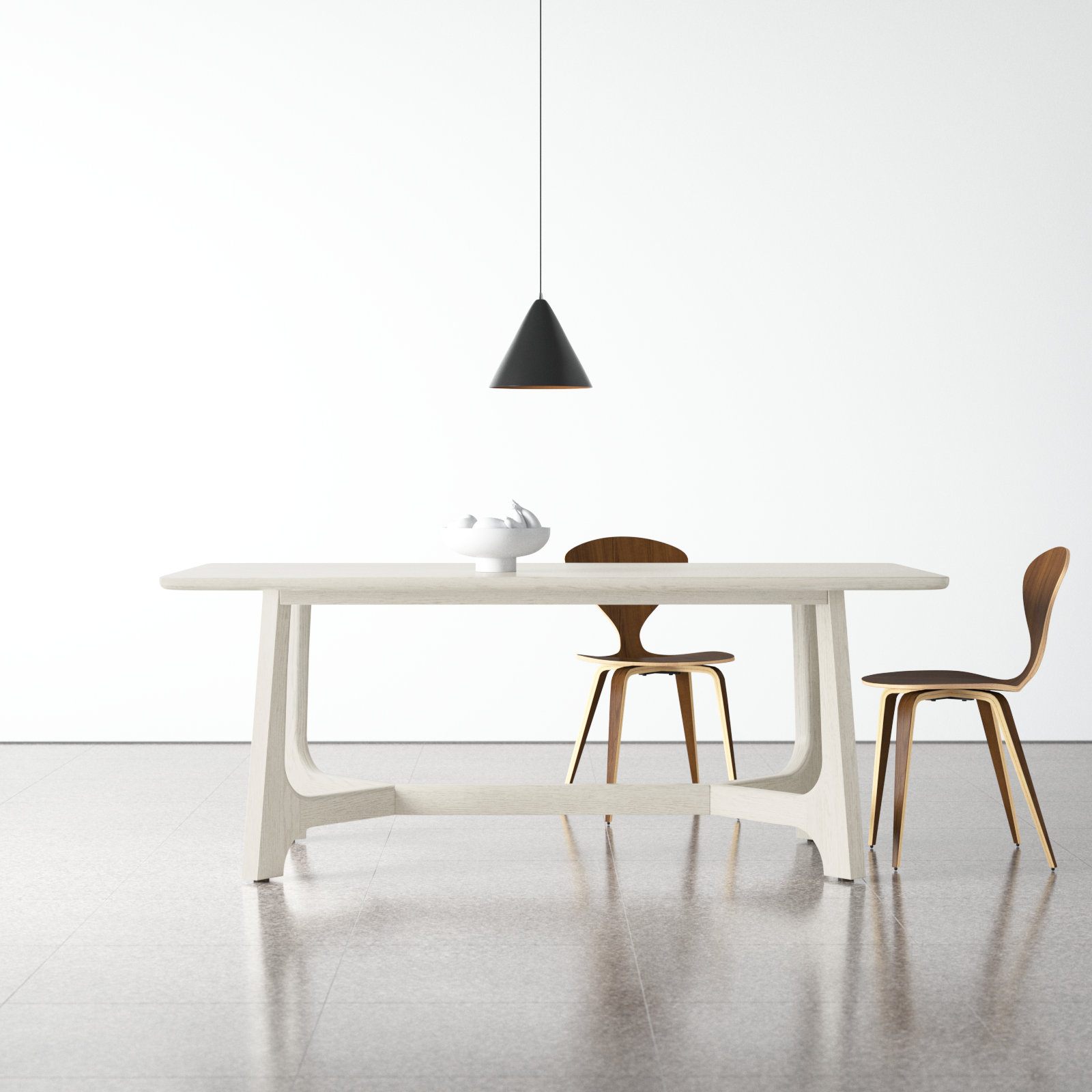 Burk 76" Dining Table, White Wash