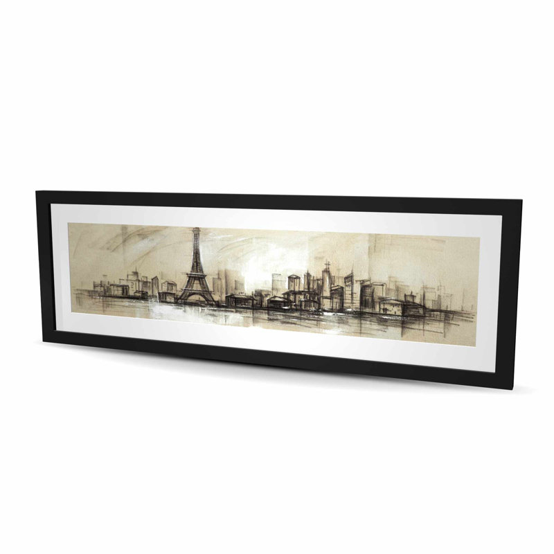 Eiffel Tower Sketch - Beige Cities Framed Matted Print Decor
