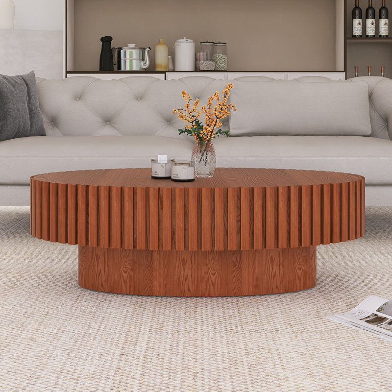 Table basse ovale en bois pour le salon, Naturel