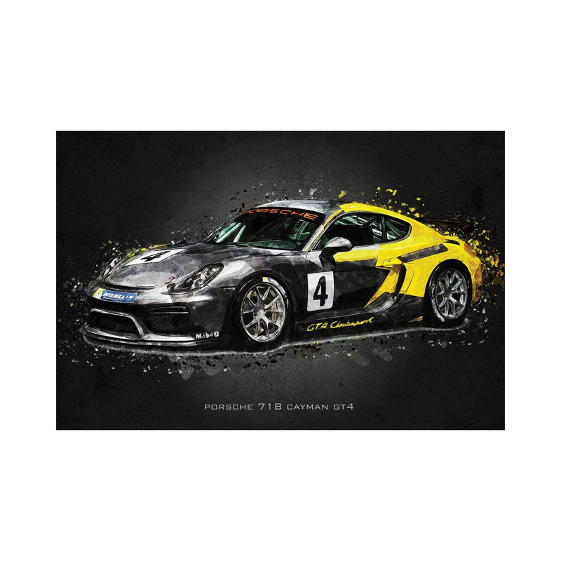 Porsche 718 Cayman GT4 by Gab Fernando - Wrapped Canvas Print, 20.32 cm H x 30.48 cm W