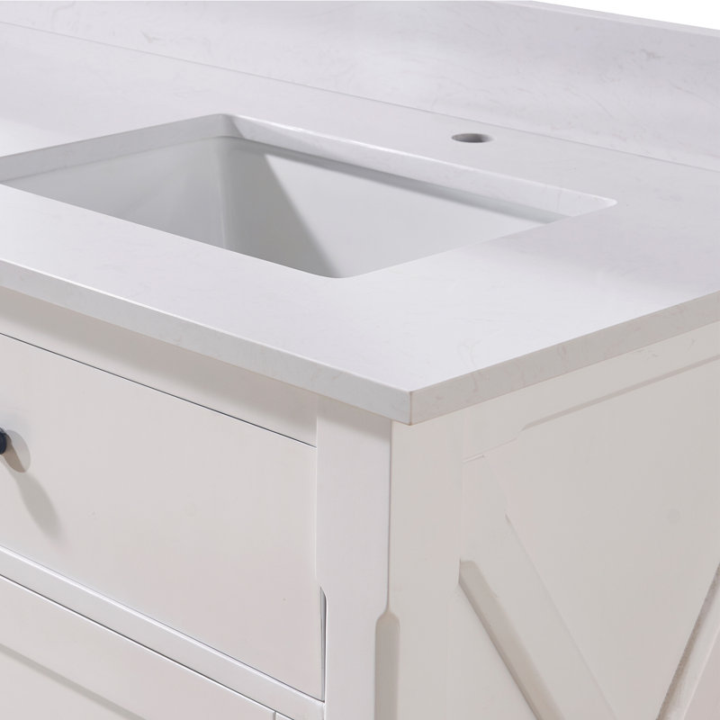 Frosinone 73'' Composite Double Bathroom Vanity Top with Sink, Jazz White