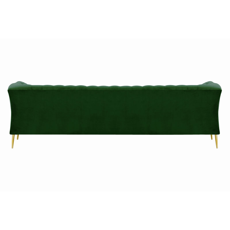 Ranae Chesterfield Sofa, 3, 74cm H x 248cm W x 80cm D, Green