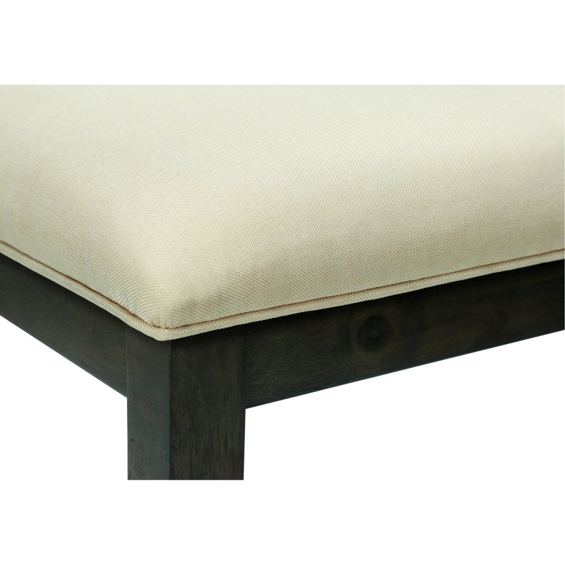 Banc, 44 po rectangulaire, salle à manger, vestibule, cuisine, couloir, rembourré, bois, tissu crème, bois massif gris, transitionnel