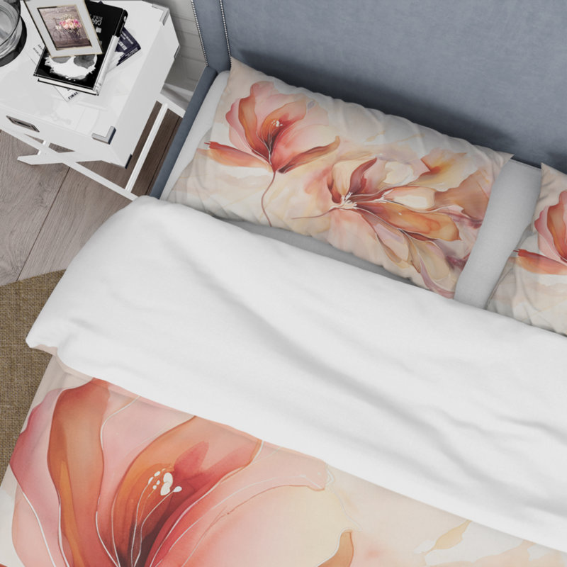 Ensemble de housse de couette en microfibre / polyester Peach Petal Dance Bedding