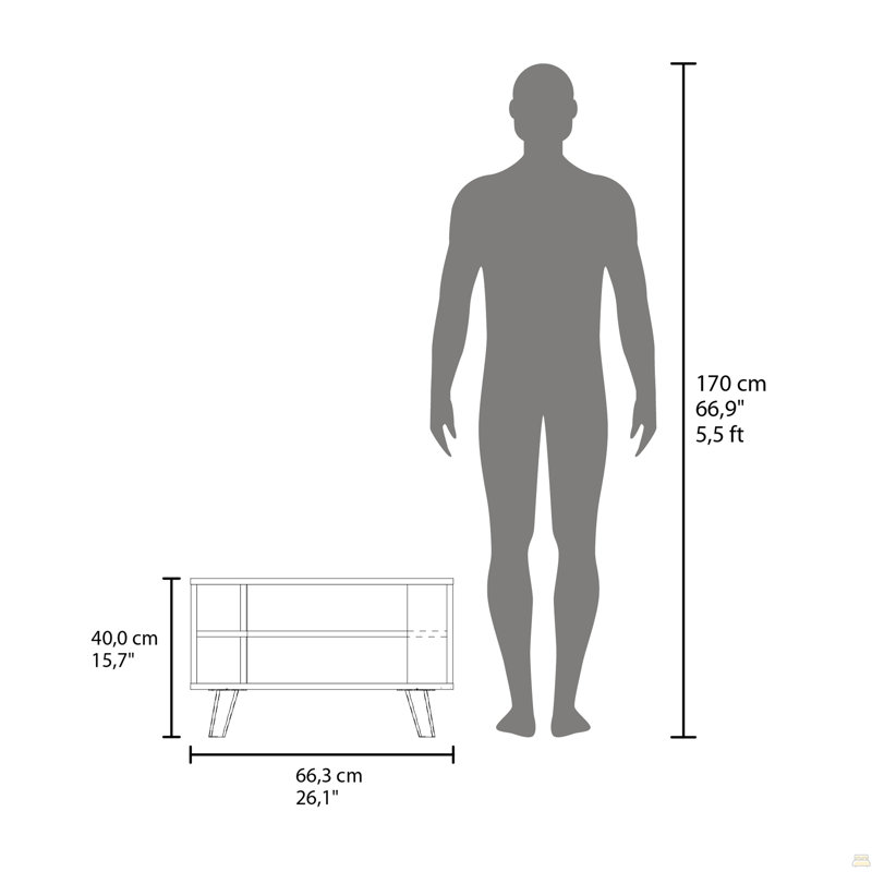 Table basse, 4 tablettes, 4 pieds